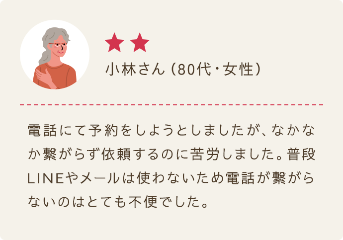 小林さん（80代/女性）｜★★